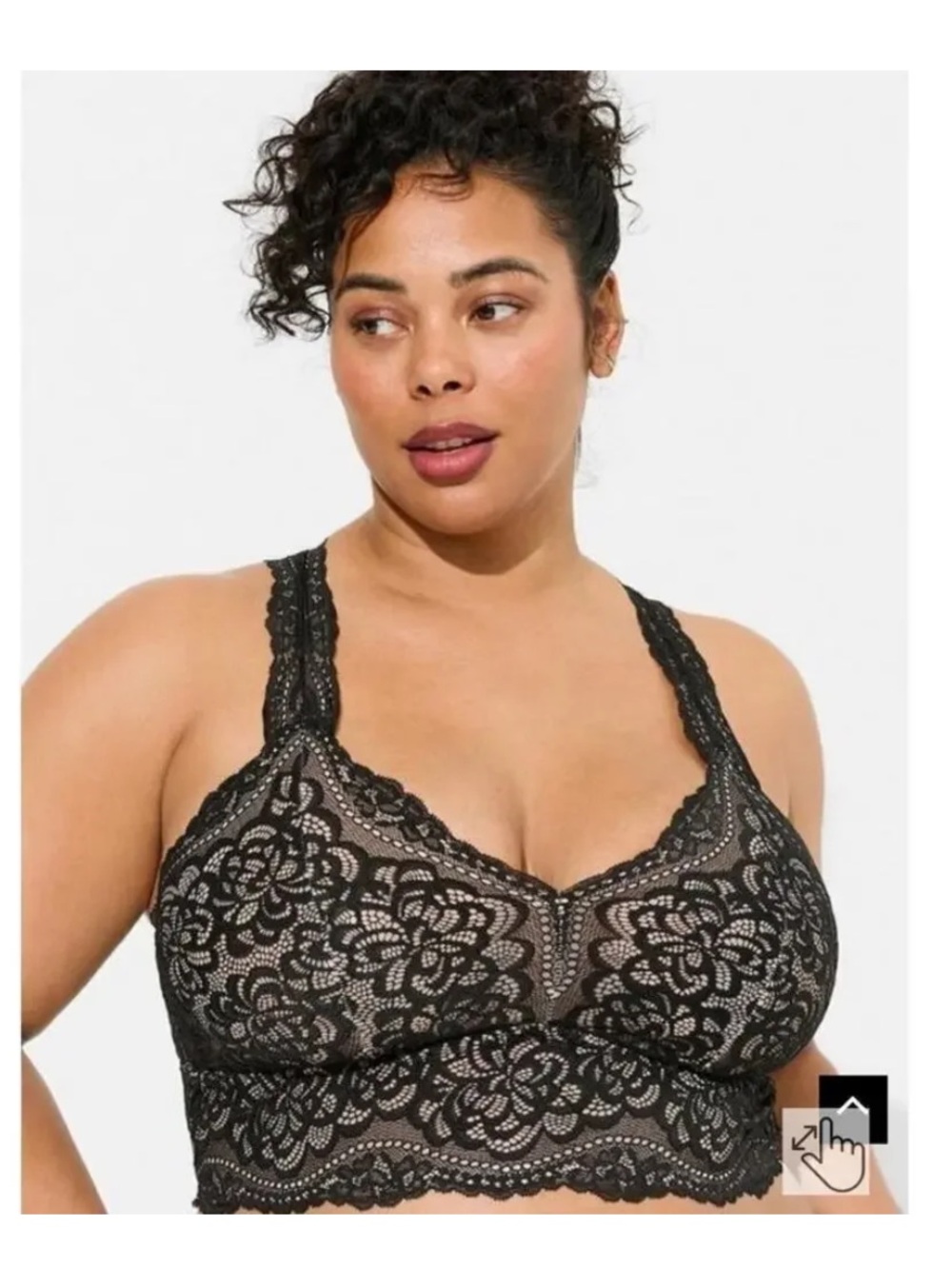 NWT Torrid Black Nude Floral Lace Racerback Bralette Size 00 Plus